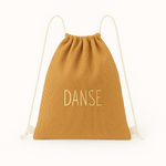 Sac à dos enfant personnalisable en velours côtelé camel à cordons - mazzanne