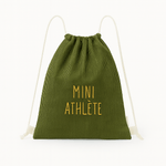 Sac à dos enfant personnalisable en velours côtelé vert à cordons - mazzanne