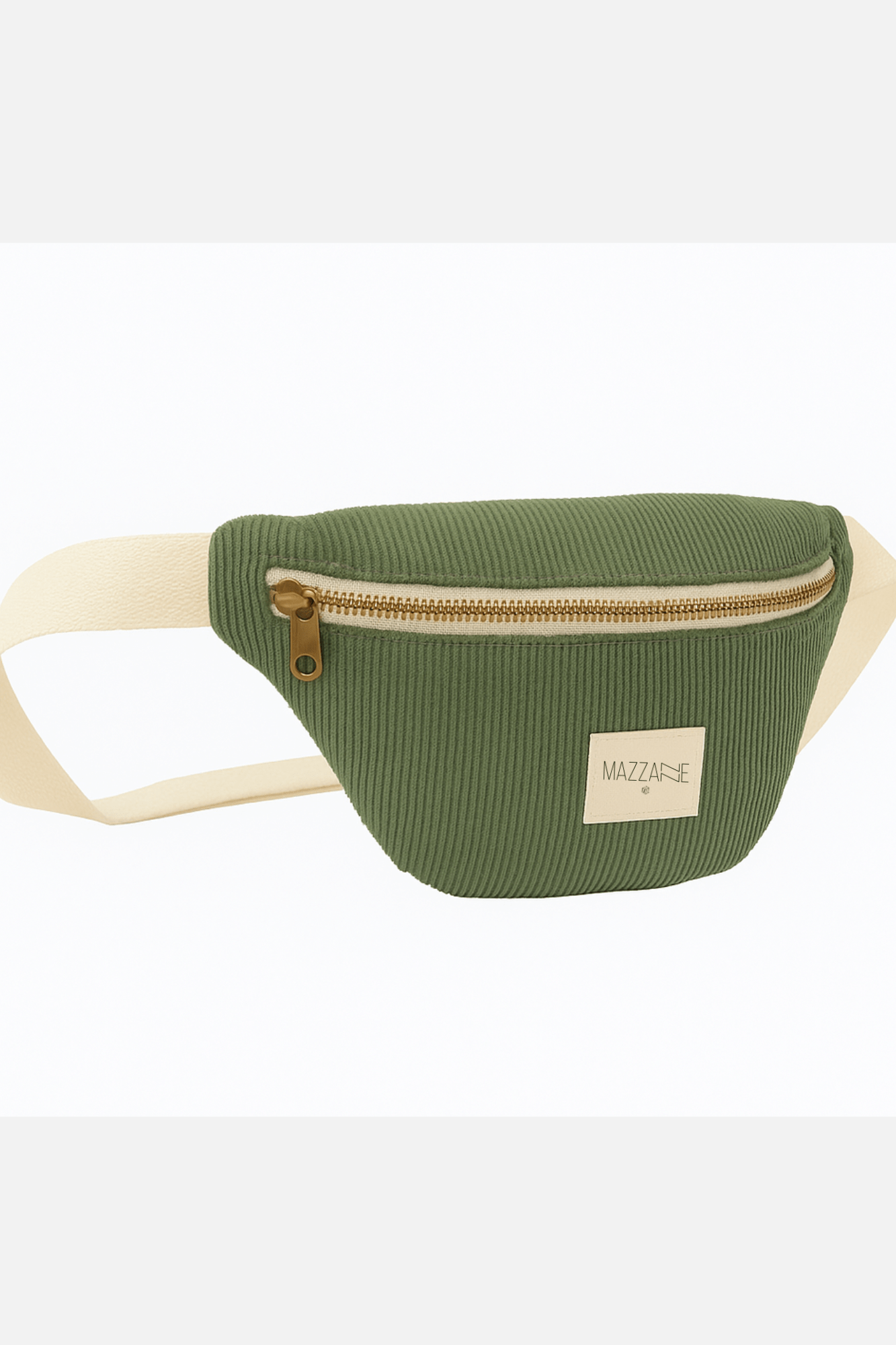 Sac banane enfant en velours côtelé vert avec sangle ajustable - mazzanne