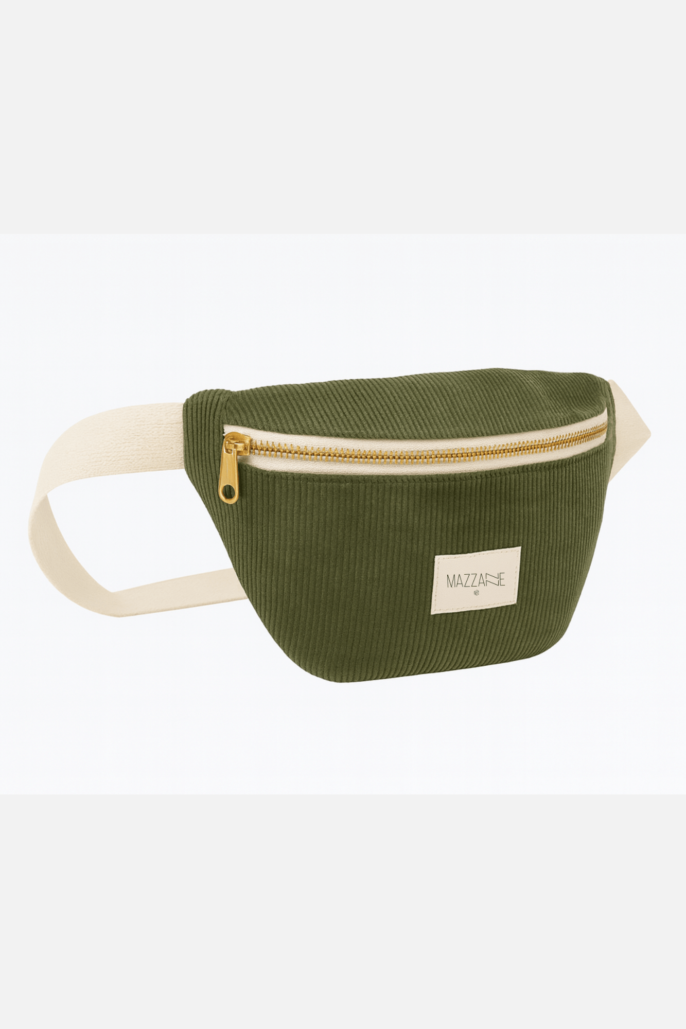 Sac banane femme en velours côtelé vert fait main - mazzanne