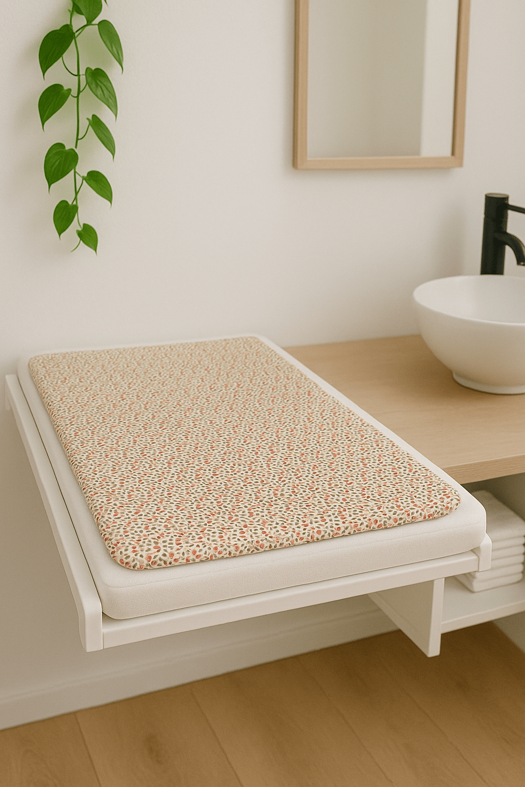 Tapis à langer nomade bébé personnalisable en tissu imperméable et gaze de coton rose - mazzanne