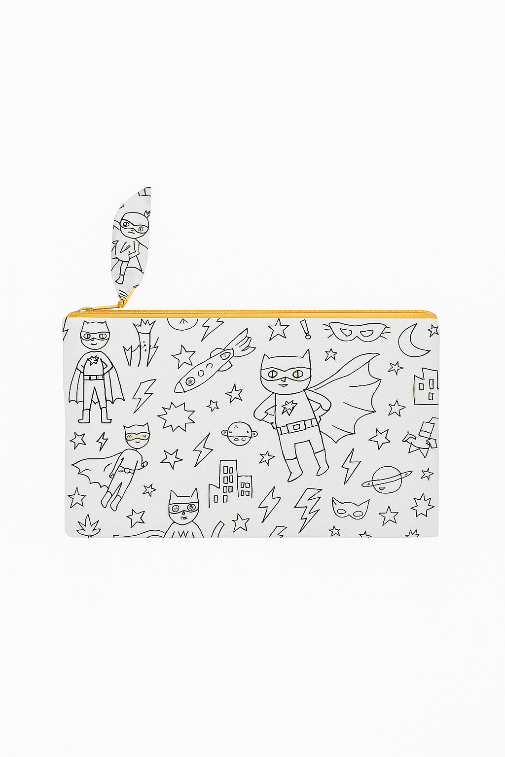 Trousse enfant en tissu à colorier lavable et réutilisable motifs superhéros - mazzanne