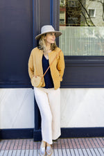 Veste matelassée vêtement femme en gaze de coton camel - mazzanne