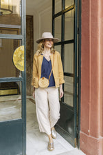 Veste matelassée vêtement femme en gaze de coton camel - mazzanne