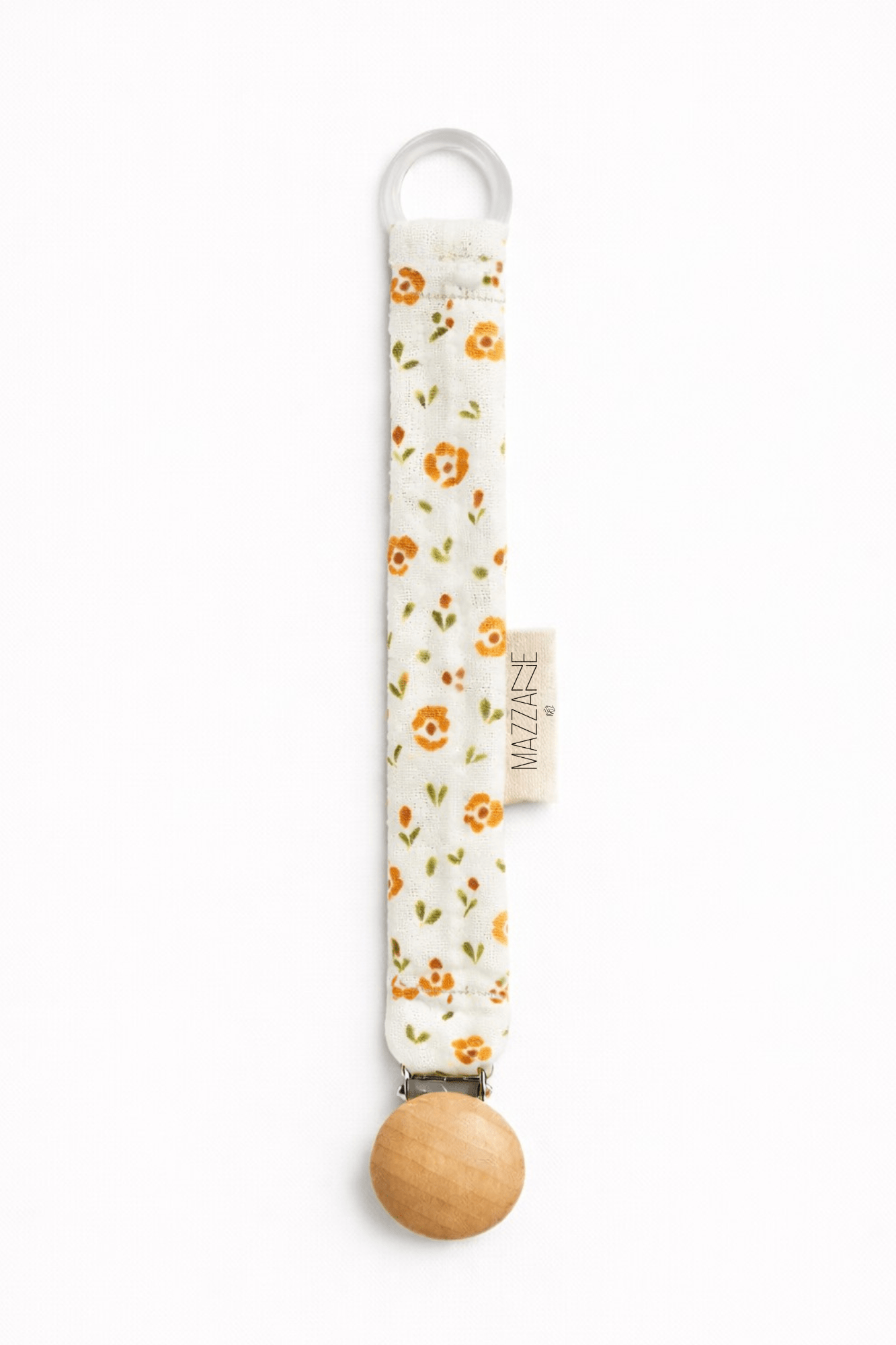 Attache - tétine bébé personnalisable fait main en gaze de coton à fleurs - Mazzanne