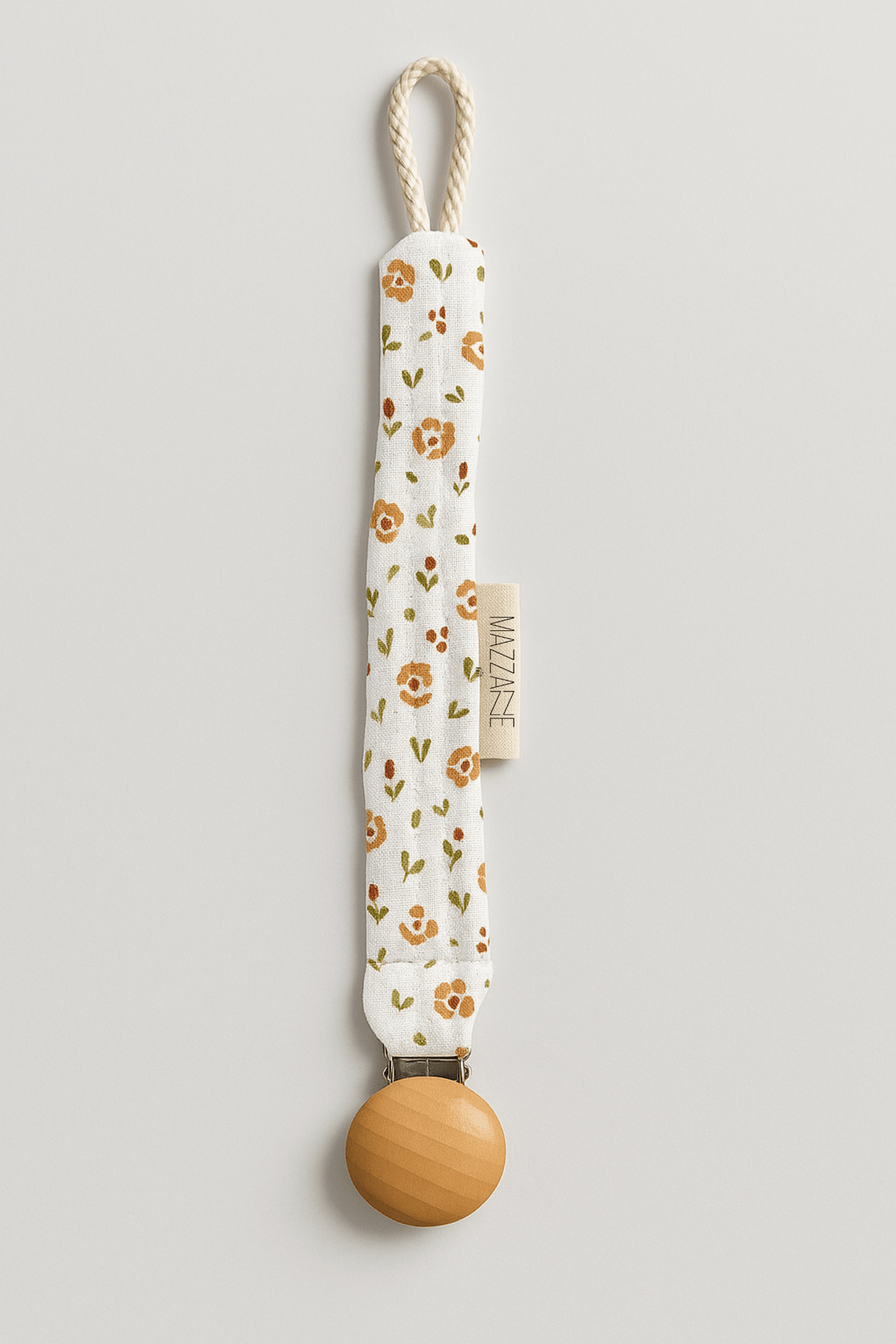 Attache - tétine bébé personnalisable fait main en gaze de coton à fleurs - mazzanne