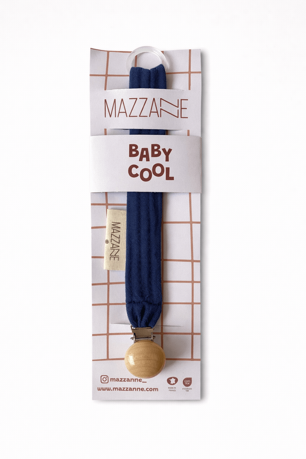 Attache - tétine bébé personnalisable fait main en gaze de coton bleu - Mazzanne