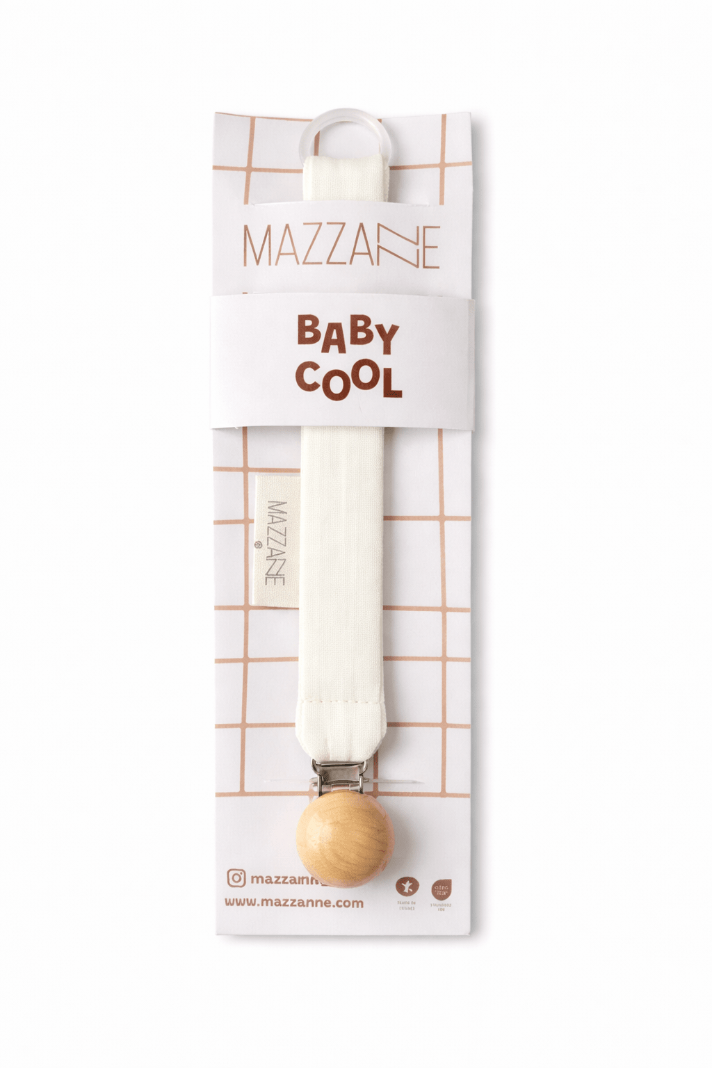Attache - tétine bébé personnalisable fait main en gaze de coton écru - Mazzanne