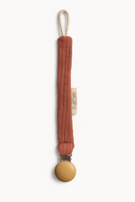 Attache - tétine bébé personnalisable fait main en gaze de coton terracotta - mazzanne