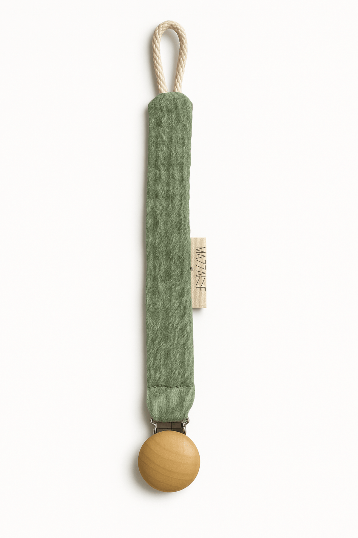 Attache - tétine bébé personnalisable fait main en gaze de coton vert - mazzanne