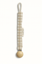 Attache - tétine bébé personnalisable fait main en gaze de coton vichy beige - mazzanne