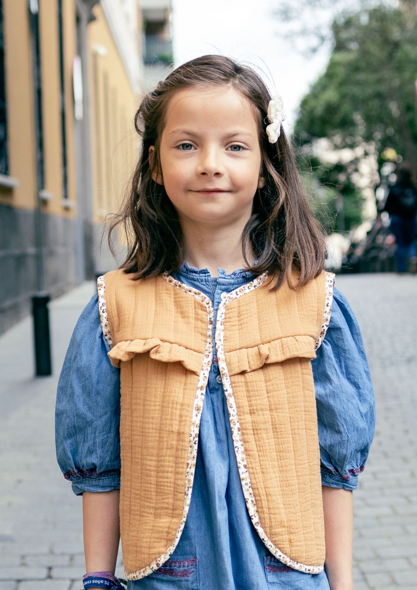 Barrette nœud gaze de coton écru pour cheveux accessoire vêtement enfant - Mazzanne