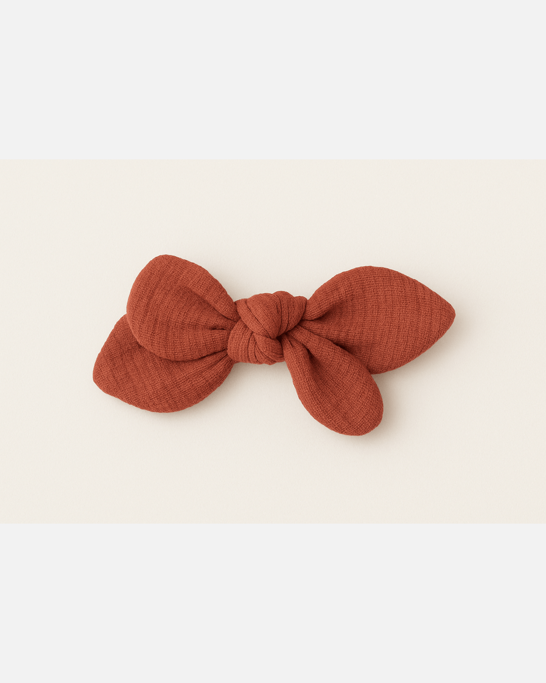 Barrette nœud gaze de coton terracotta pour cheveux accessoire vêtement enfant - mazzanne