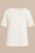 Blouse manches courtes vêtement femme en gaze de coton blanche brodée - mazzanne