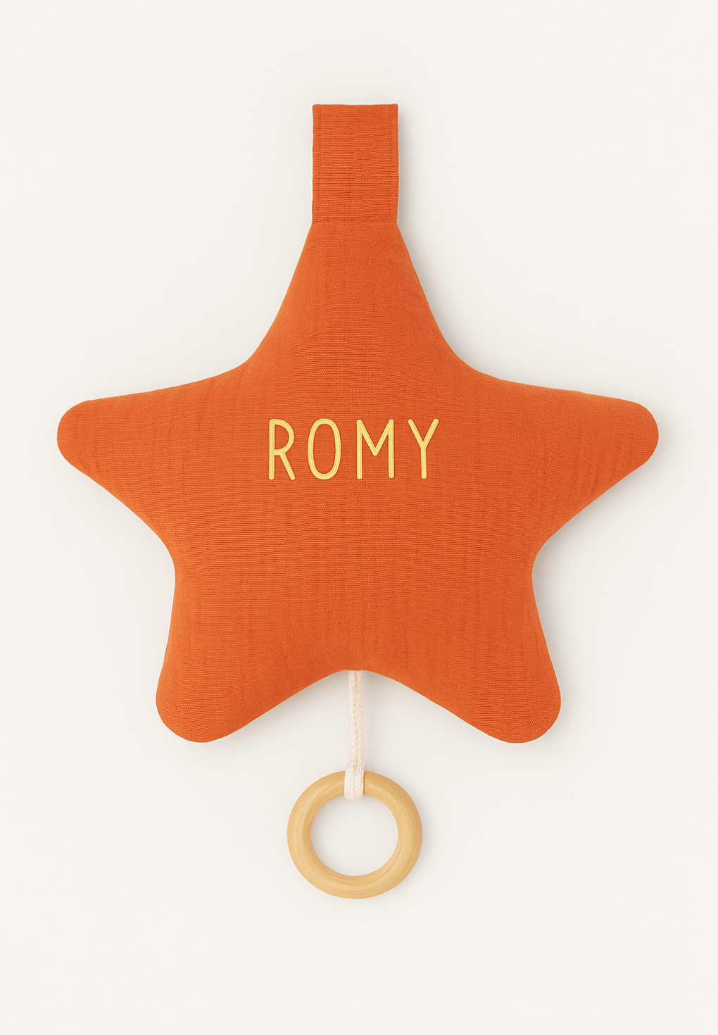 Boîte à musique étoile pour bébé en gaze de coton tangerine personnalisable - mazzanne