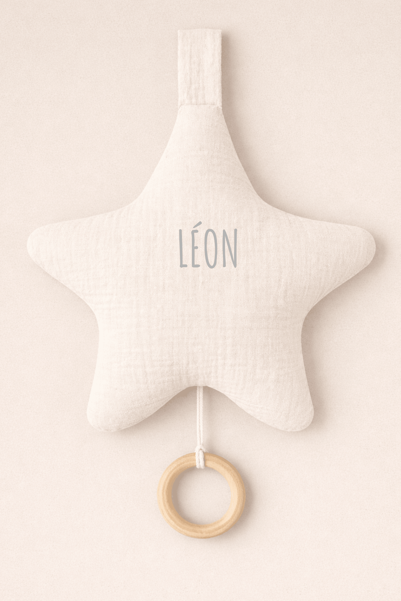 Boîte à musique étoile pour bébé personnalisable en gaze de coton écru - Mazzanne