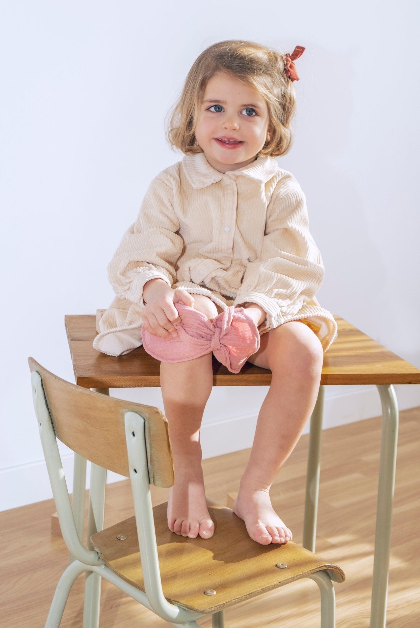 Bouillotte bébé et enfant personnalisable ballon en gaze de coton terracotta - mazzanne