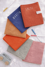 Cahier de coloriage personnalisable lavable et réutilisable en gaze de coton tangerine - Mazzanne