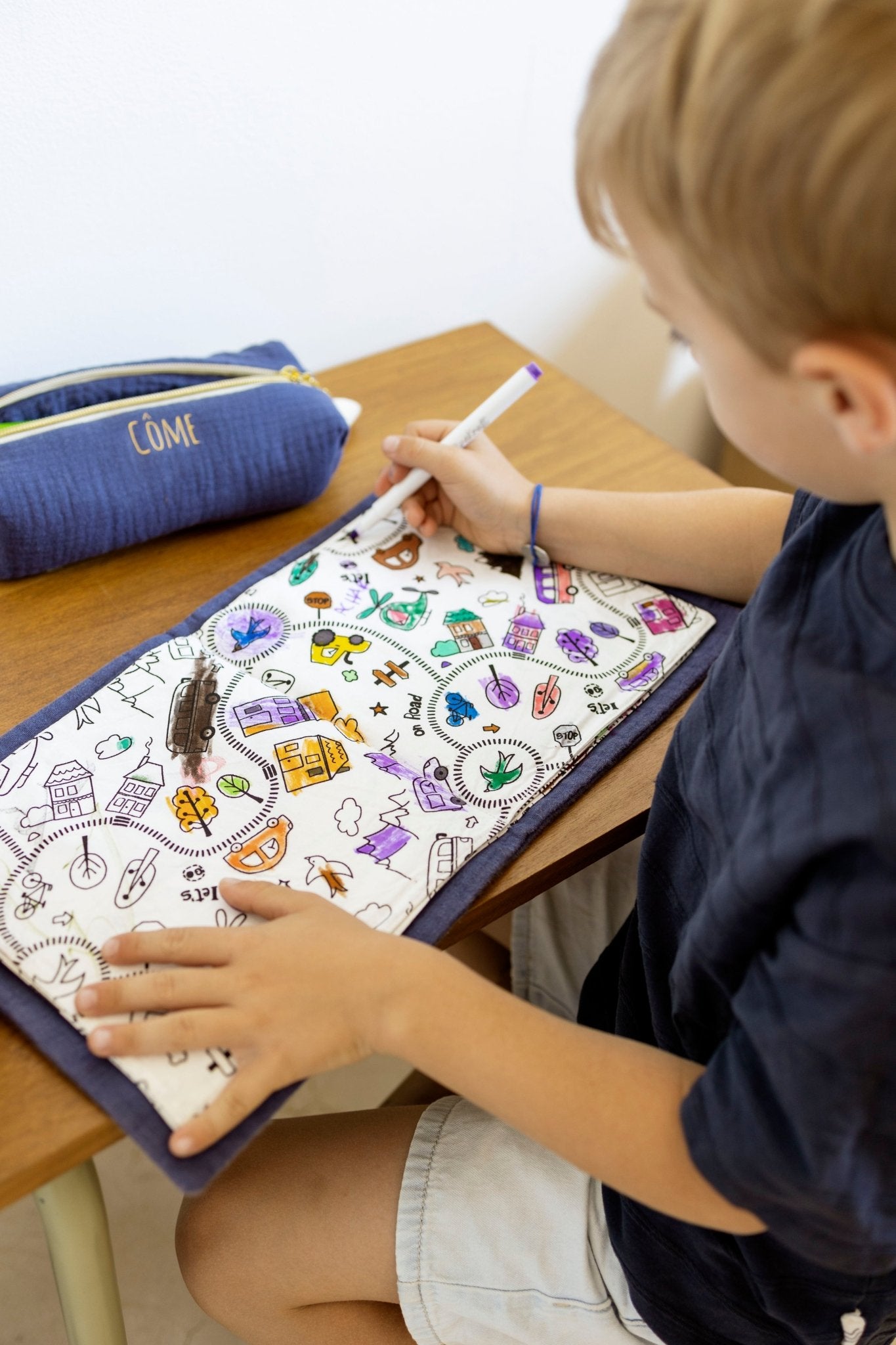 Cahier de coloriage personnalisable lavable et réutilisable en gaze de coton tangerine - mazzanne