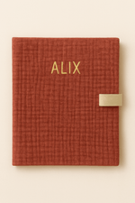Cahier de coloriage personnalisable lavable et réutilisable en gaze de coton terracotta - mazzanne