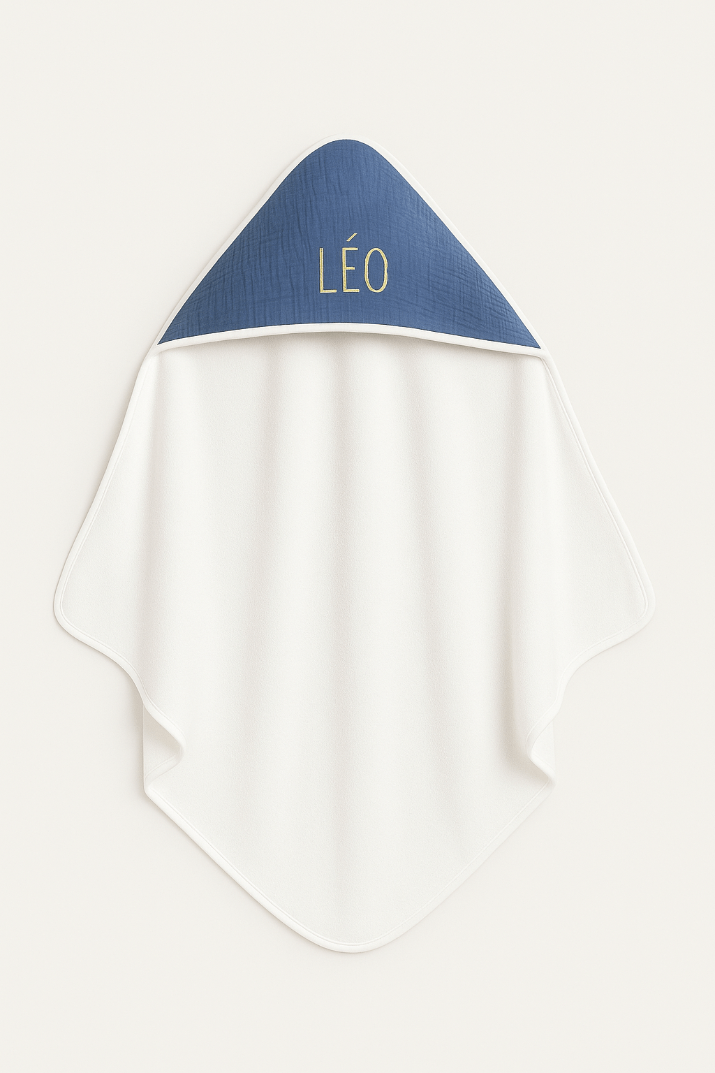 Cape de bain bébé personnalisable en éponge et gaze de coton bleu - mazzanne
