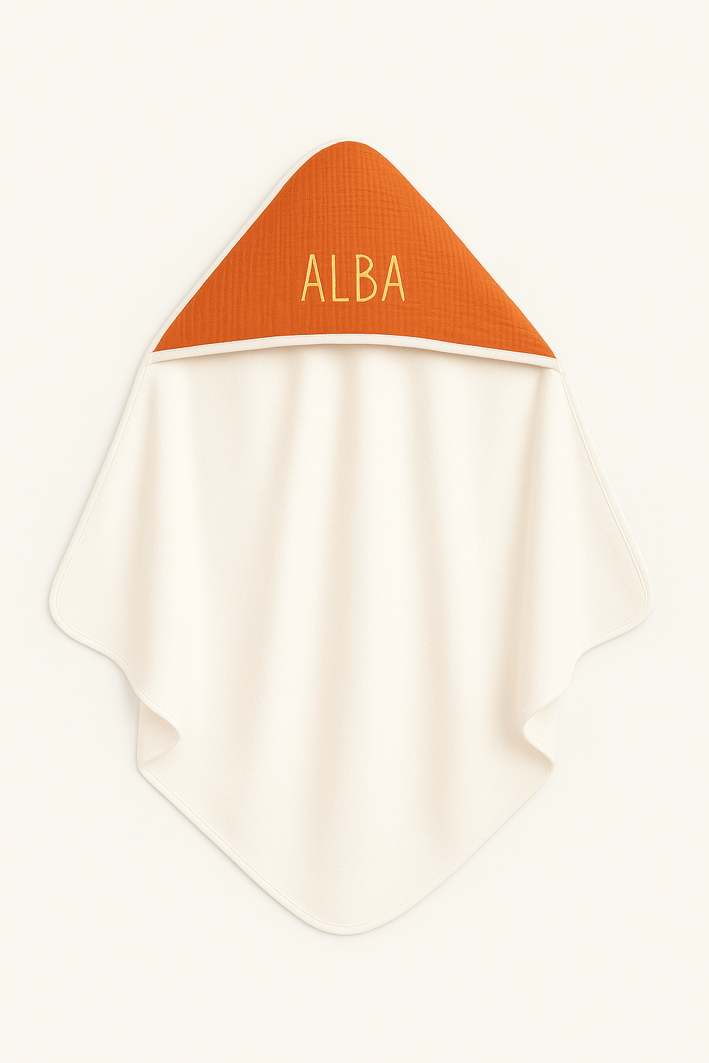 Cape de bain bébé personnalisable en éponge et gaze de coton tangerine - mazzanne