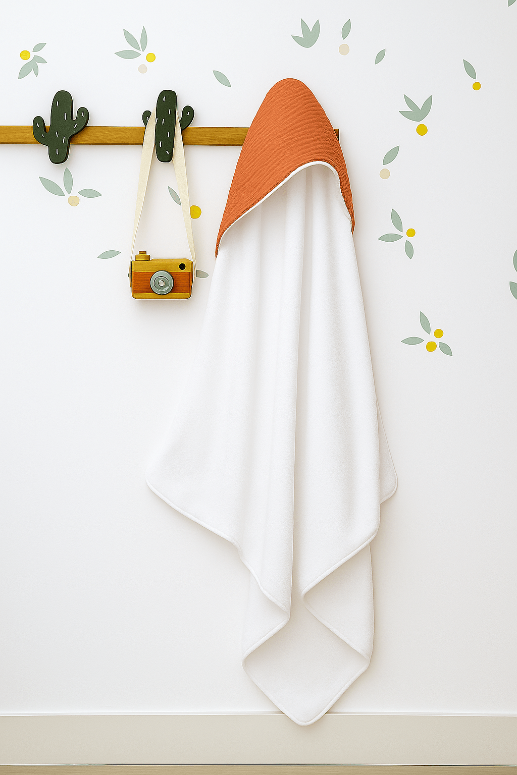 Cape de bain bébé personnalisable en éponge et gaze de coton tangerine - mazzanne