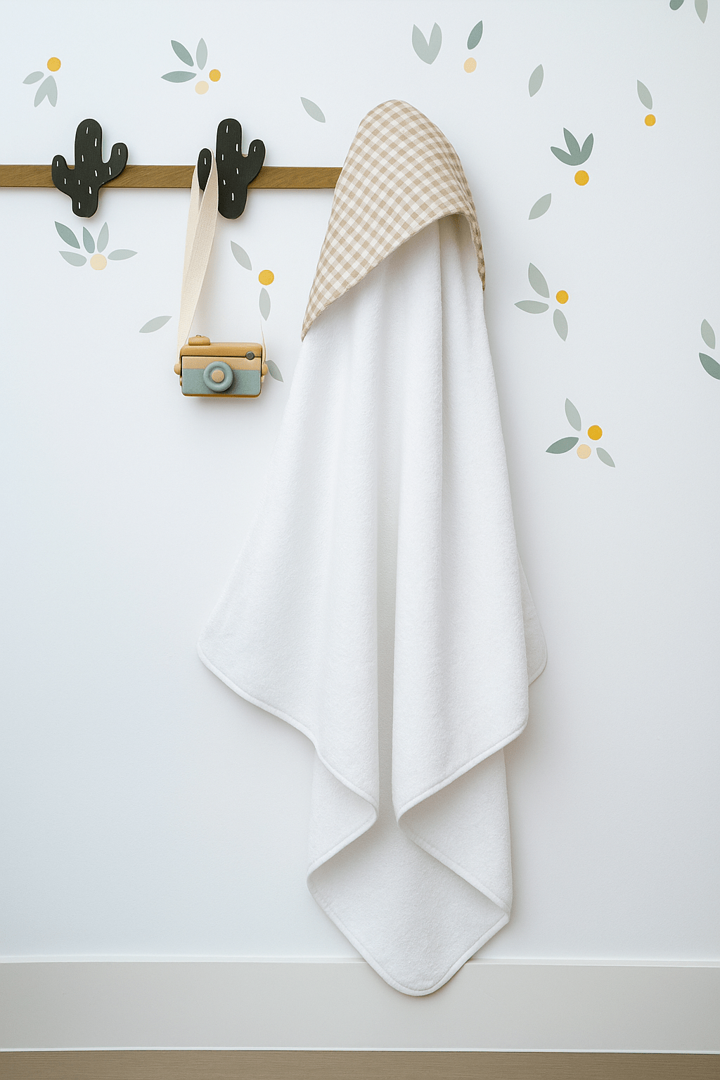 Cape de bain bébé personnalisable en éponge et gaze de coton vichy - mazzanne