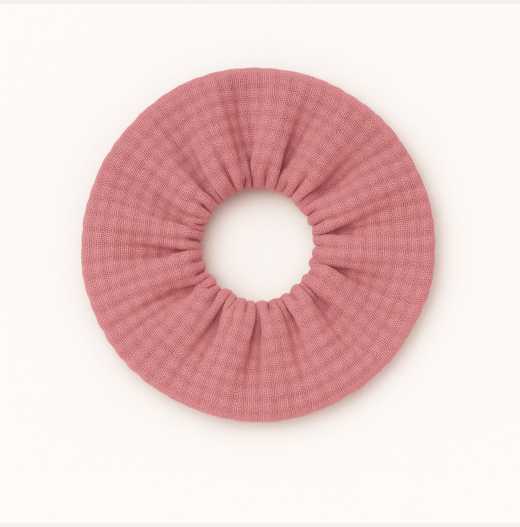 Chouchou cheveux accessoire vêtement femme en gaze de coton rose - mazzanne