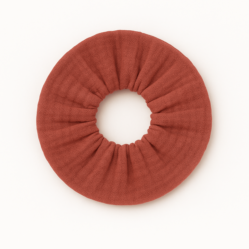 Chouchou cheveux accessoire vêtement femme en gaze de coton terracotta - mazzanne