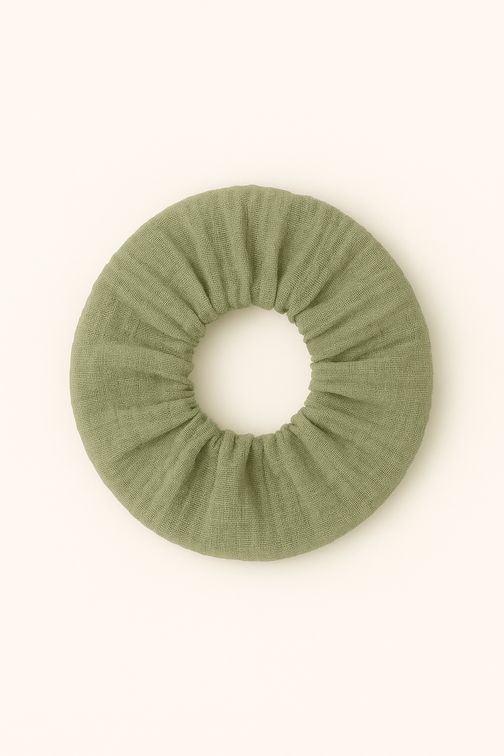 Chouchou cheveux accessoire vêtement femme en gaze de coton vert - mazzanne