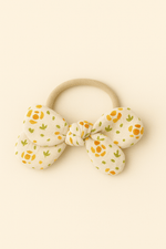 Chouchou cheveux fille nœud accessoire vêtement en gaze de coton à fleurs - mazzanne
