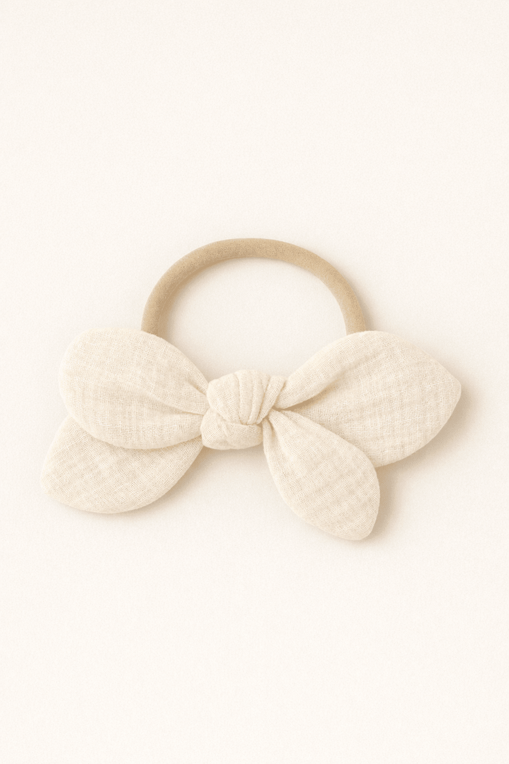 Chouchou cheveux fille nœud accessoire vêtement en gaze de coton écru - Mazzanne