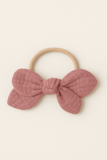 Chouchou cheveux fille nœud accessoire vêtement en gaze de coton rose - mazzanne