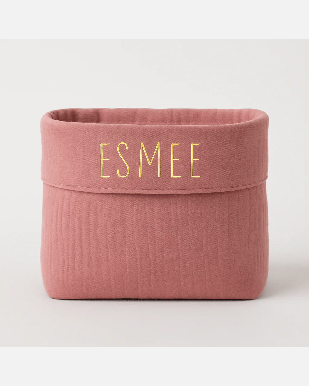 Coffret naissance bébé personnalisable fait main en France en gaze de coton rose - mazzanne
