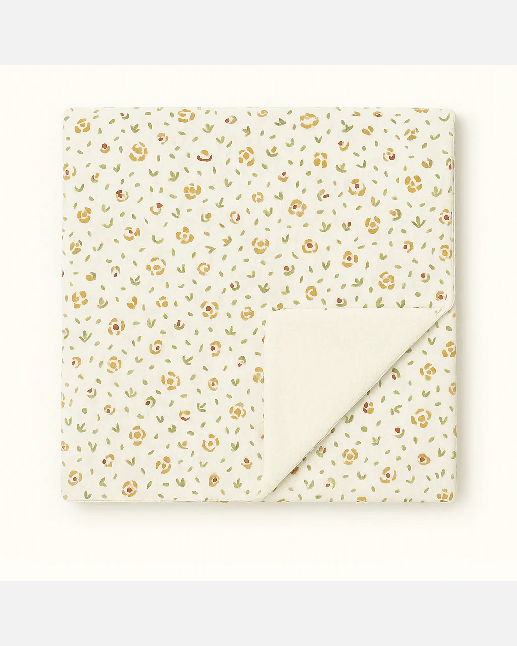 Couverture naissance bébé personnalisable en sherpa et gaze de coton à fleurs - mazzanne