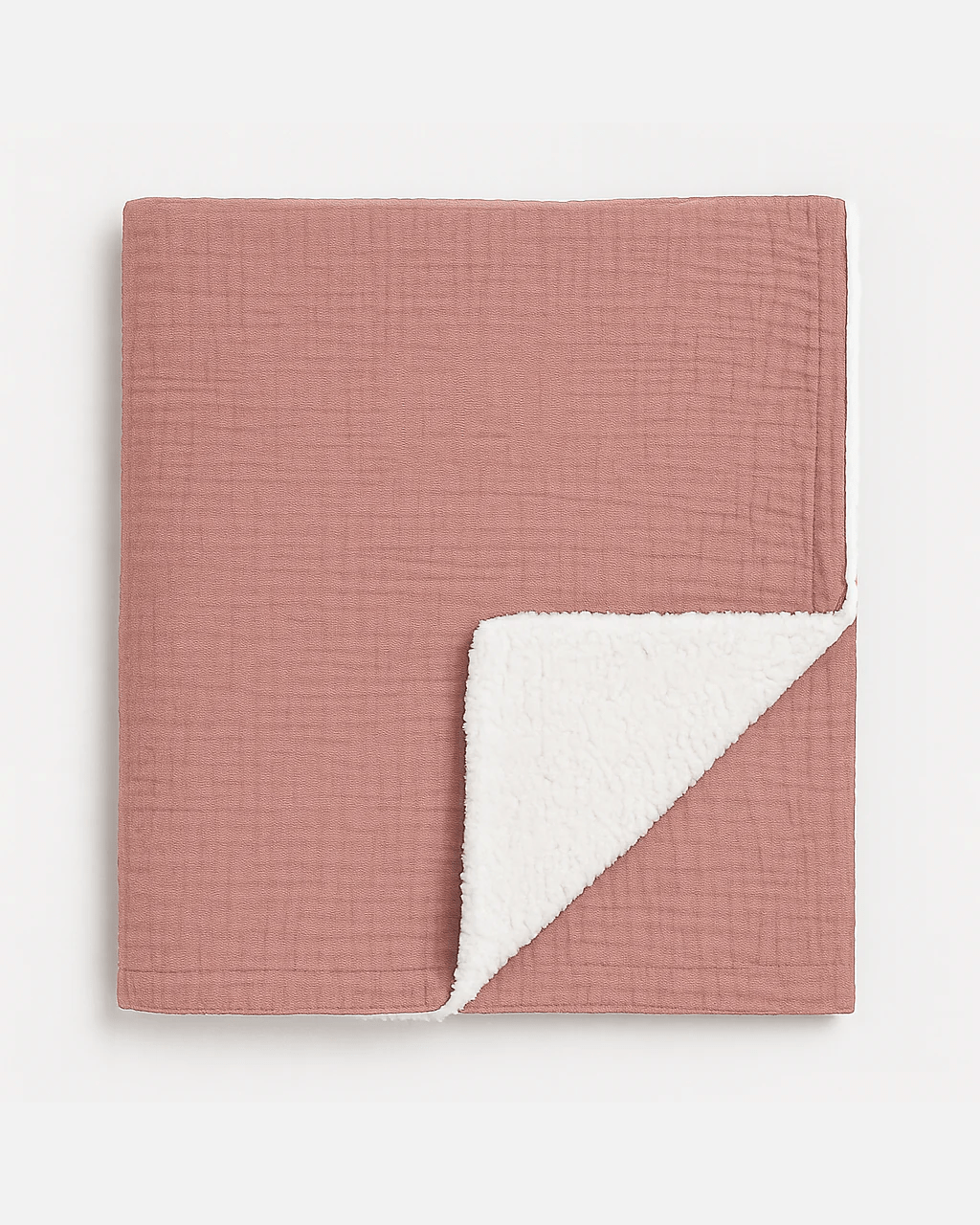 Couverture naissance bébé personnalisable en sherpa et gaze de coton rose - mazzanne