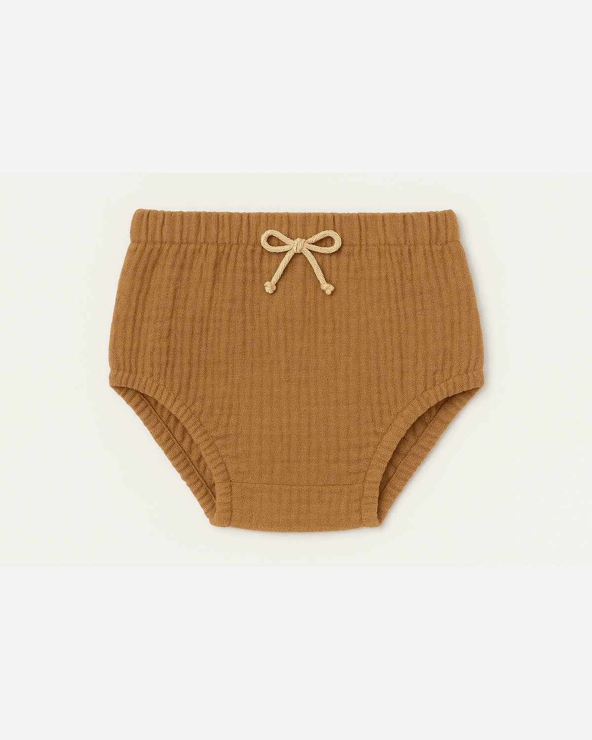 Culotte bloomer bébé personnalisable vêtement en gaze de coton camel - mazzanne