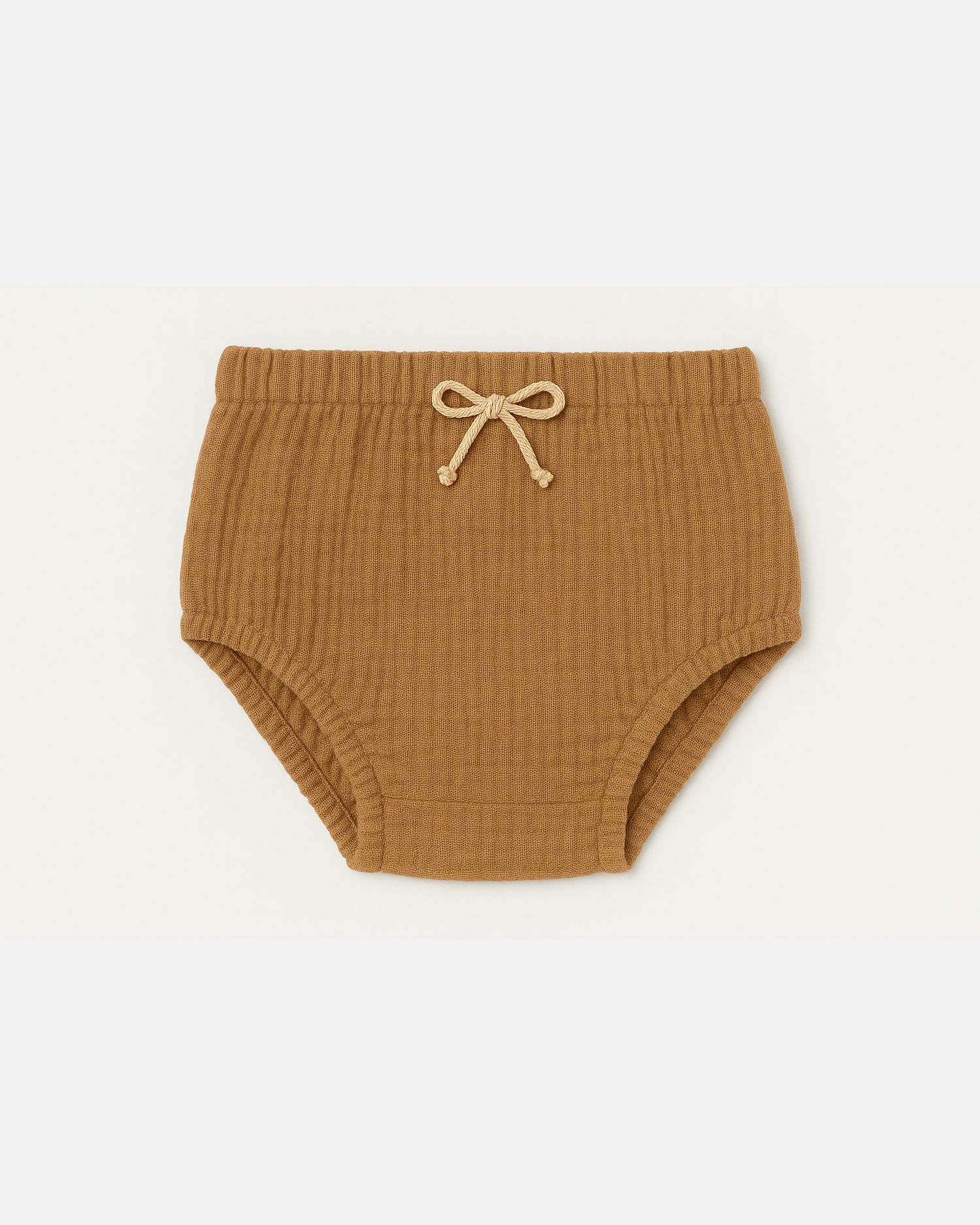Culotte bloomer bébé personnalisable vêtement en gaze de coton camel - mazzanne