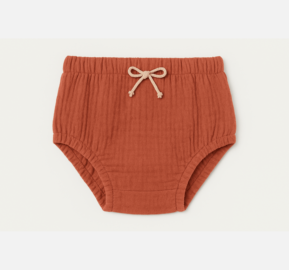 Culotte bloomer bébé personnalisable vêtement en gaze de coton terracotta - mazzanne