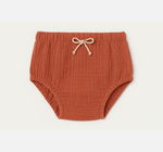 Culotte bloomer bébé personnalisable vêtement en gaze de coton terracotta - mazzanne