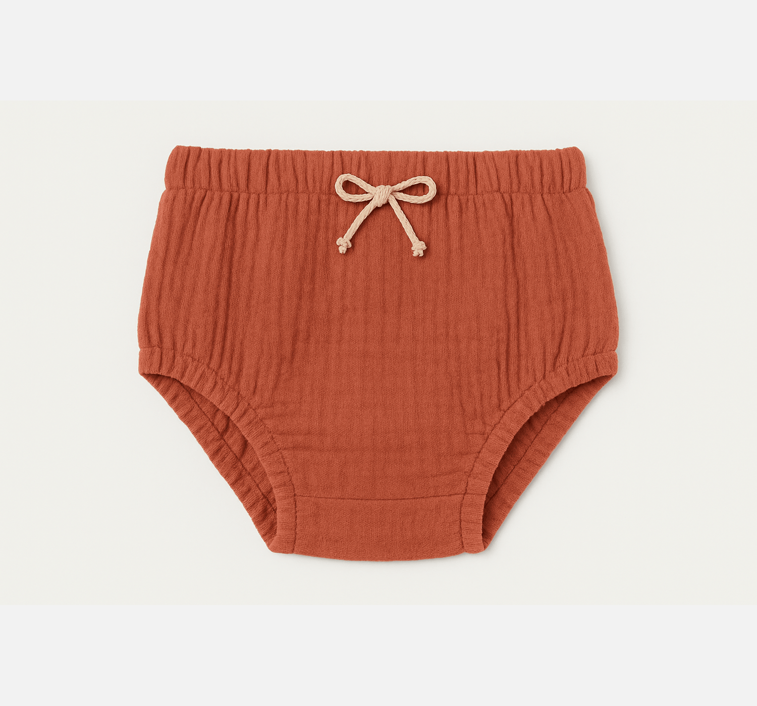 Culotte bloomer bébé personnalisable vêtement en gaze de coton terracotta - mazzanne