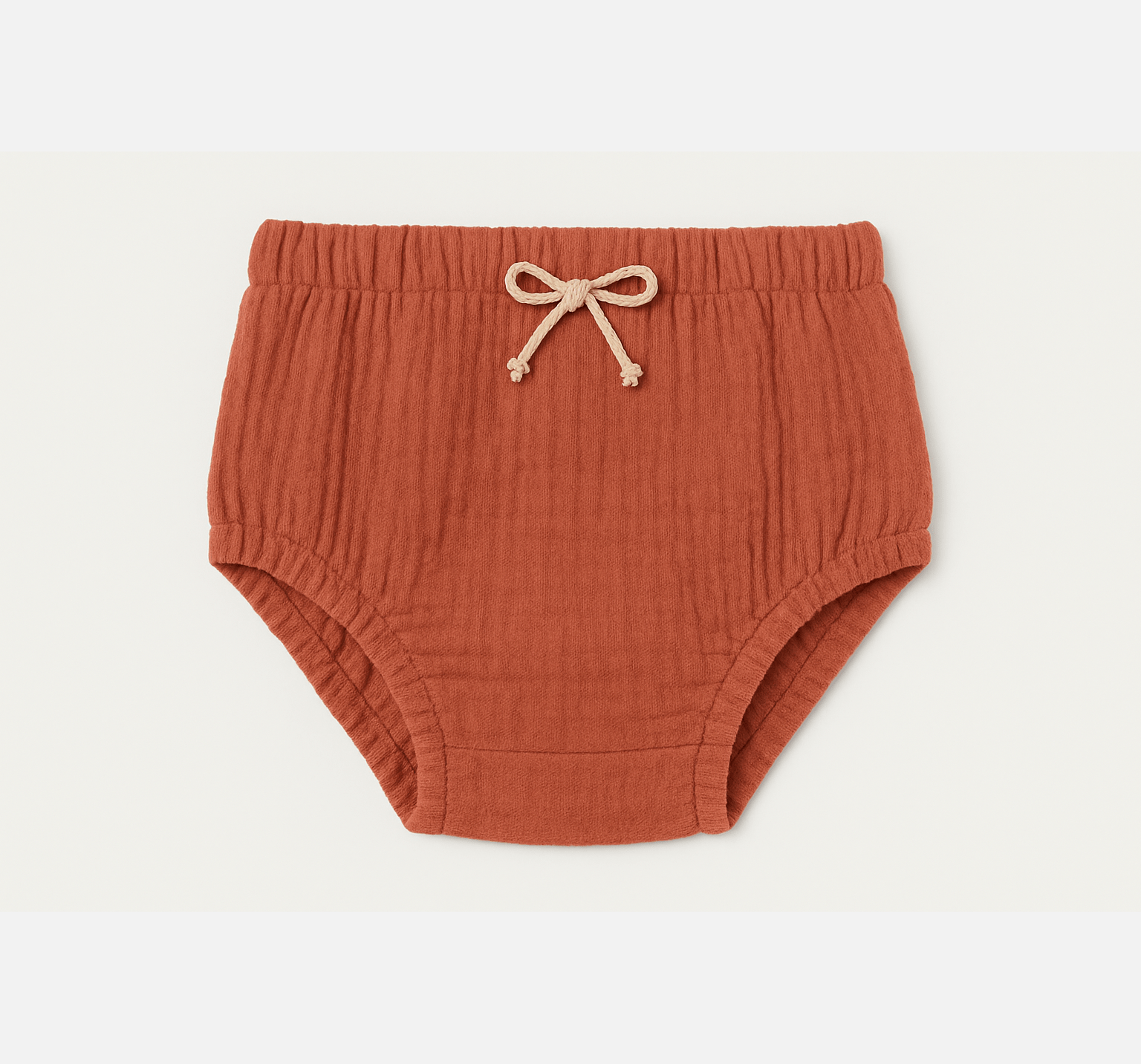 Culotte bloomer bébé personnalisable vêtement en gaze de coton terracotta - mazzanne
