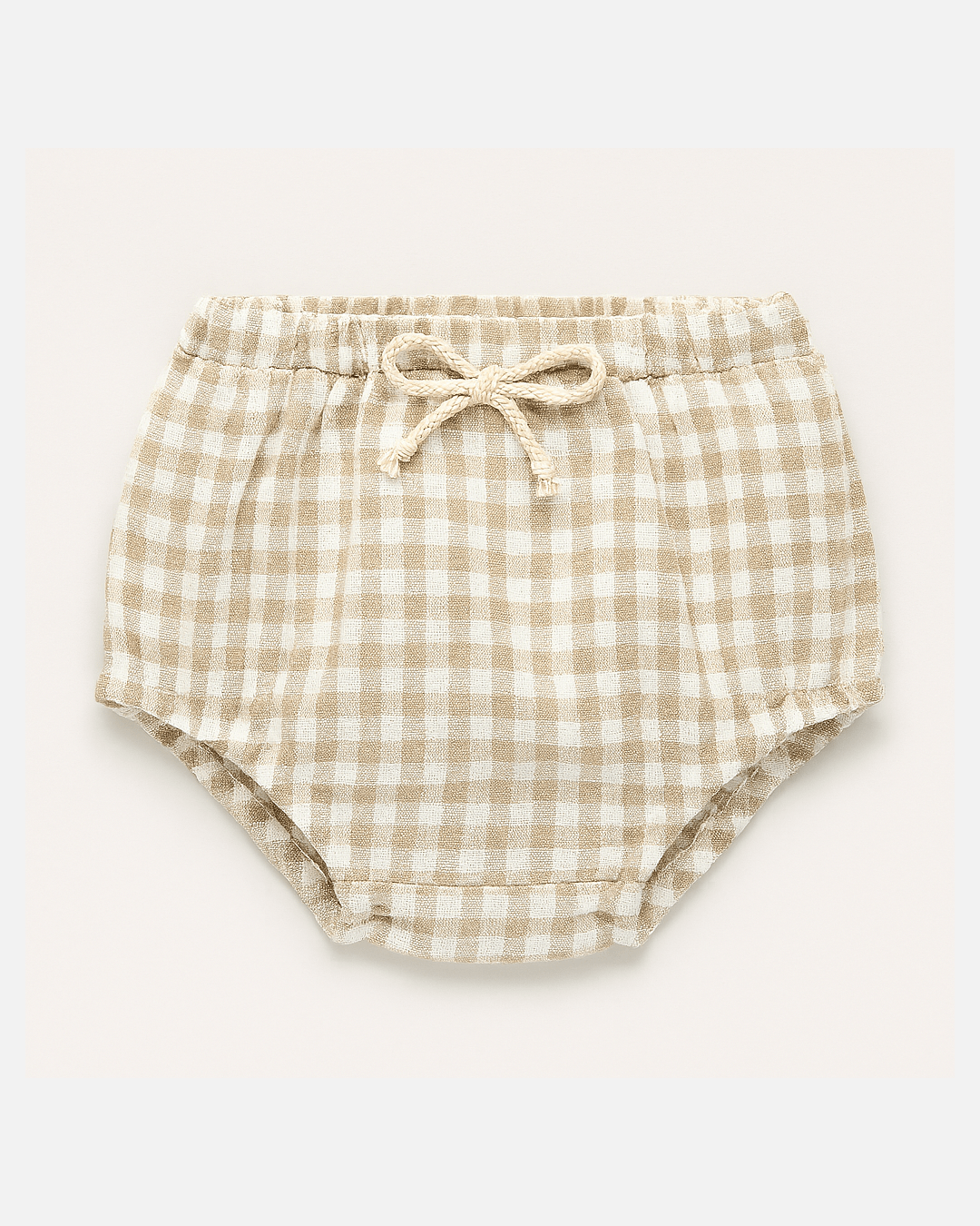 Culotte bloomer bébé personnalisable vêtement en gaze de coton vichy beige - mazzanne