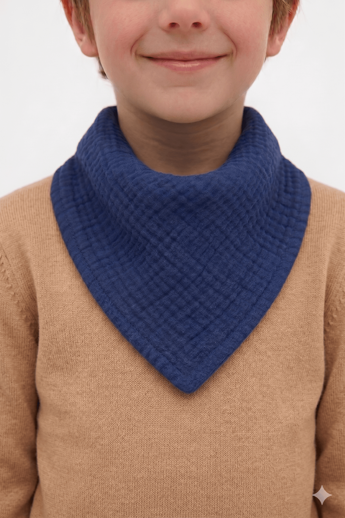 Foulard enfant bleu en gaze de coton - Mazzanne