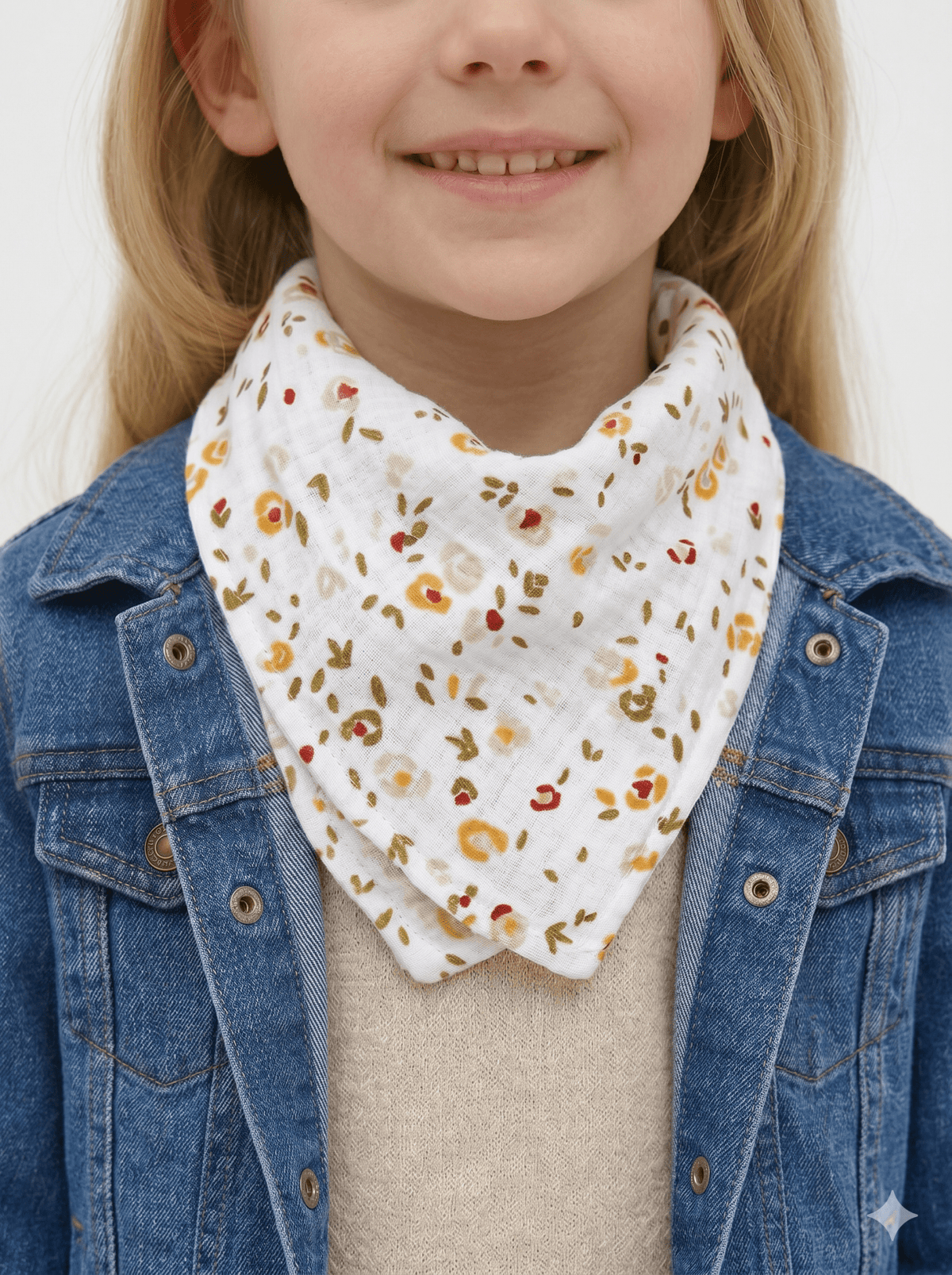 Foulard enfant en gaze de coton à fleurs - Mazzanne