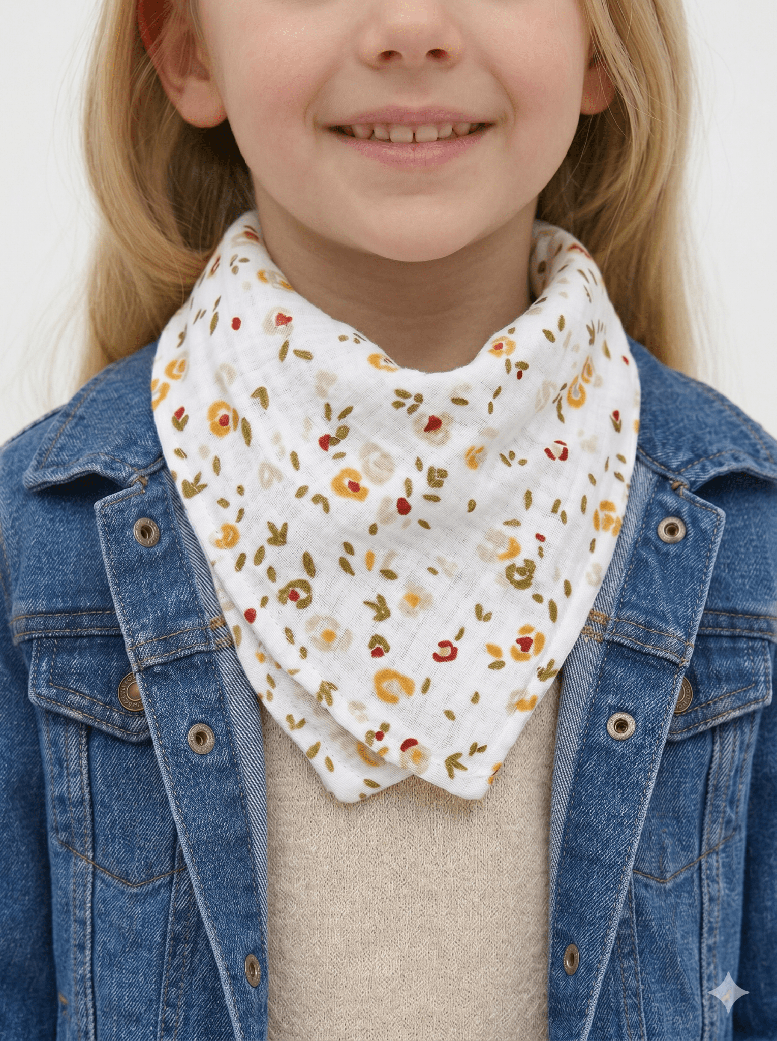 Foulard enfant en gaze de coton à fleurs - Mazzanne