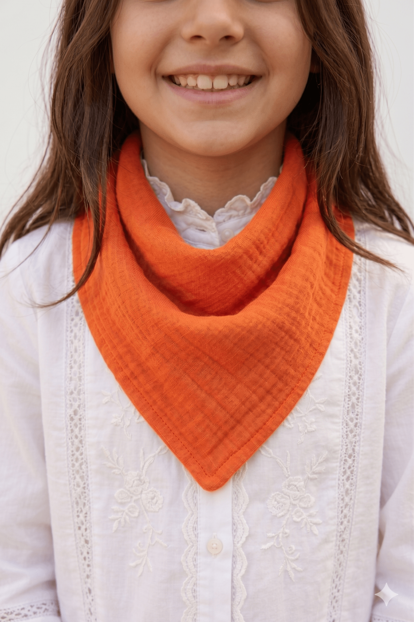 Foulard enfant en gaze de coton tangerine - Mazzanne