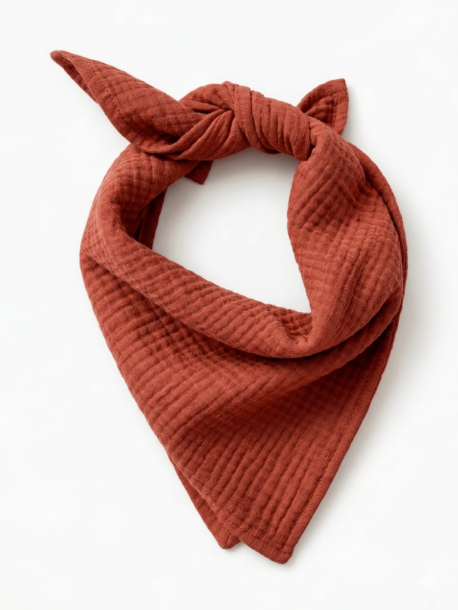Foulard enfant en gaze de coton terracotta - Mazzanne