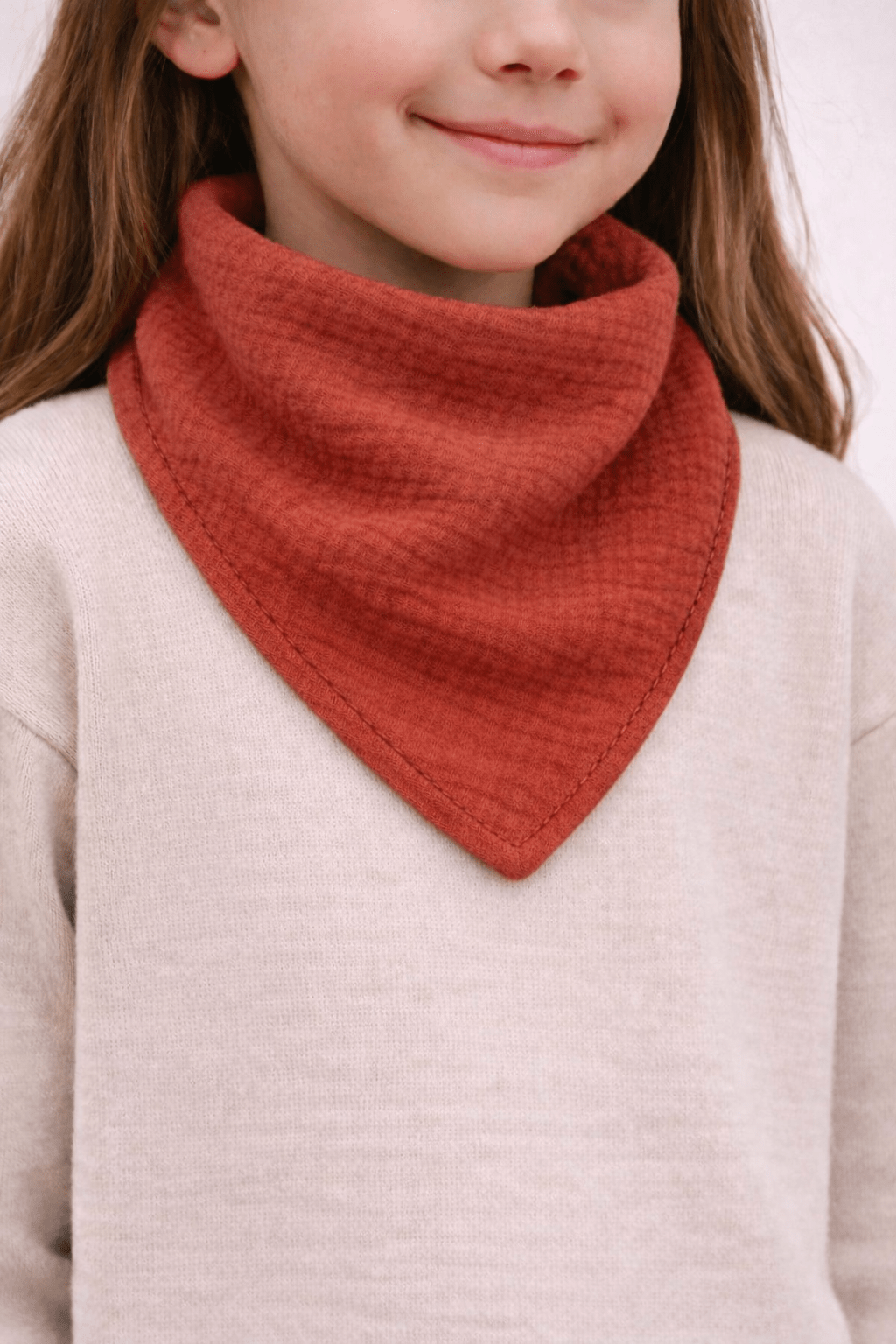 Foulard enfant en gaze de coton terracotta - Mazzanne